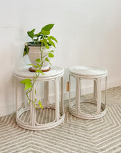 Load image into Gallery viewer, Pair of Coiled Rattan End Tables