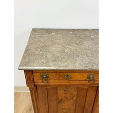Load image into Gallery viewer, Antique French Provincial Marble Burlwood Buffet 2 Drawer Locking Cabinet