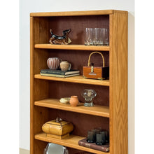Load image into Gallery viewer, Vintage MCM Nature Light Oak Bookshelf, Five Shelf with Rounded Edges, Rustic