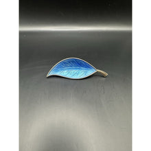 Load image into Gallery viewer, David Anderson Sterling Silver Leaf Set, Brooch And Earrings With Blue Enamel