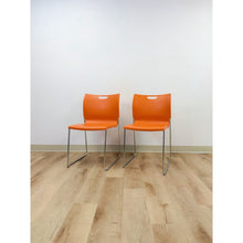 Load image into Gallery viewer, Pair of Orange Plastic and Chrome MCM Retro Style Accent Chairs