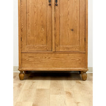 Load image into Gallery viewer, Antique European Pine Wardrobe Two Door Armoire Turned Feet, Natural Wood