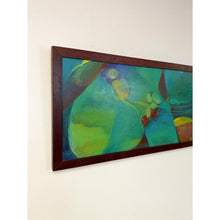Load image into Gallery viewer, Framed Original Abstract Acrylic Painting Teal Green Still Life Art, Wood frame