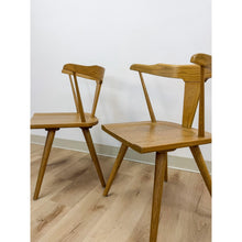 Load image into Gallery viewer, Modern MCM Style Wood Windsor Chair Pair Mortise Tenon Joinery Dining Accent