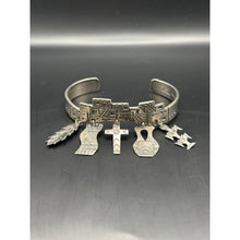 Load image into Gallery viewer, Sterling Silver Bangle, Pueblo dangling Bracelet w/Charms Signed Rudy Willis