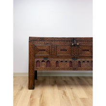 Load image into Gallery viewer, Antique Indian Dowry Chest 19th Century Brass Studs Iron Medieval Style Console