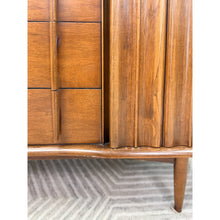 Load image into Gallery viewer, Rare United Furniture MCM Long Dresser Intricate Wood Pulls Vintage Lowboy
