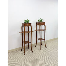 Load image into Gallery viewer, French Provincial Planter Box Stand Side Table Copper Tray Vintage Pair