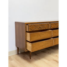 Load image into Gallery viewer, Vintage MCM Bassett Style Nine Drawer Dresser with Wood Inlays Collectable Retro