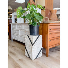 Load image into Gallery viewer, Black White Tessellated Stone Side Table Geometric Pedestal Vintage