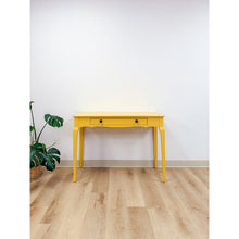 Load image into Gallery viewer, Contemporary Yellow Desk Black Knobs Finished Back Home Office Bold Statement