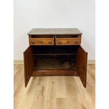 Load image into Gallery viewer, Antique French Provincial Marble Burlwood Buffet 2 Drawer Locking Cabinet