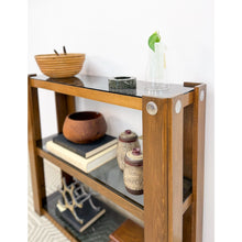 Load image into Gallery viewer, Vintage Smoky Glass 3 Tier Shelf Chrome MCM Display Shelving Unit Mid Century