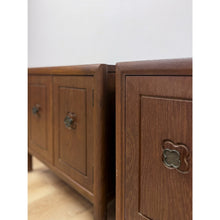 Load image into Gallery viewer, Pair of Vintage MCM Transitional Mersman Clover Walnut End Tables w/ Cabinet