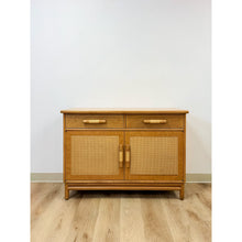 Load image into Gallery viewer, Vintage Coastal Wicker Rattan Blonde Buffet Natural Wood Two Drawer Cabinet