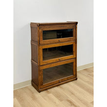 Load image into Gallery viewer, Vintage Bookcase Three Stack Oak Barrister Glass Door Traditional Shelf