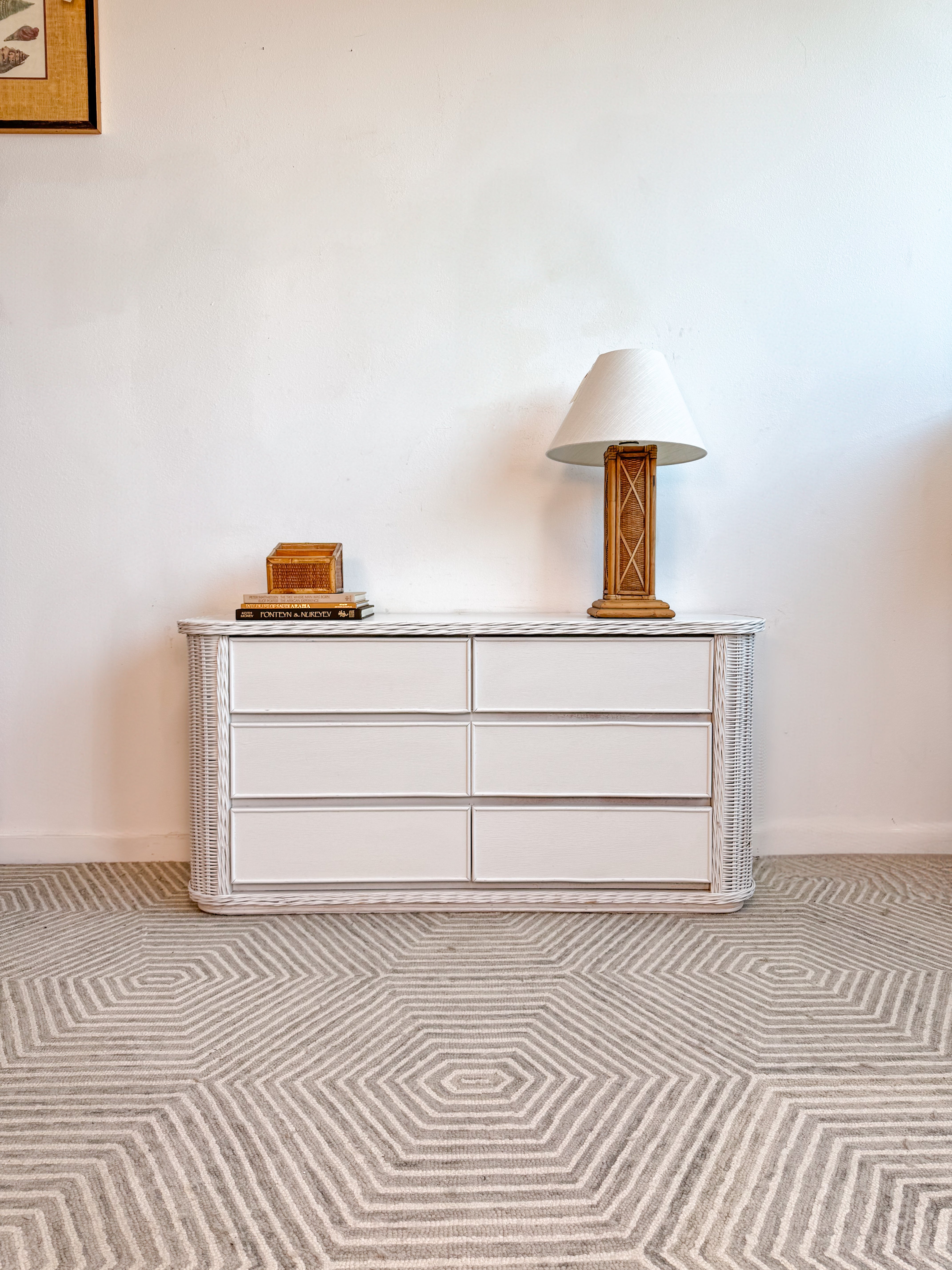 White Curved Wicker Dresser  The Woven Home