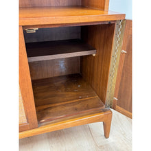 Load image into Gallery viewer, Vintage Lane MCM Hutch Rhythm Cane Door Bookcase Display China Cabinet Shelving