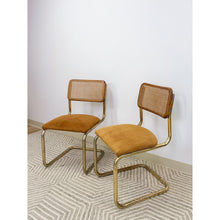Load image into Gallery viewer, Pair of Cesca Chairs Brass Cane Vintage MCM Coastal Mid-Century Dining Chairs