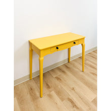 Load image into Gallery viewer, Contemporary Yellow Desk Black Knobs Finished Back Home Office Bold Statement