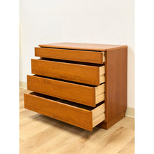 Load image into Gallery viewer, Vintage MCM Danish Modern Teak Four Drawer Chest, Dresser, Bedroom Storage