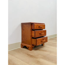 Load image into Gallery viewer, Vintage Mini Dresser Tiger Engraved Top Three Drawer Transitional Primitive
