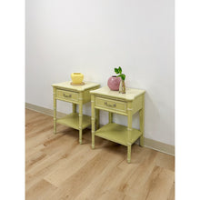Load image into Gallery viewer, Rare Henry Link Bali Hai Green Faux Bamboo Pair of Nightstands Hollywood Regency