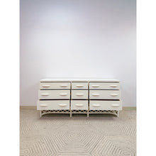 Load image into Gallery viewer, Vintage White Rattan 9-Drawer Dresser Old Florida Ficks Reed Style MCM Coastal