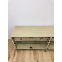 Load image into Gallery viewer, Modern American Drew Corsica Painted Gray Console Credenza Glass Doors Coastal