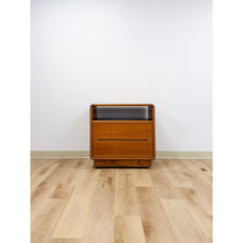 Load image into Gallery viewer, MCM Teak Rolling TV Stand Cart Two Drawers Danish Modern Vintage