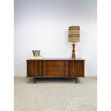 Load image into Gallery viewer, Rare United Furniture MCM Long Dresser Intricate Wood Pulls Vintage Lowboy