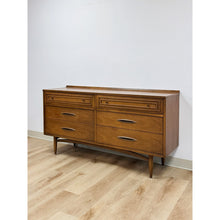 Load image into Gallery viewer, Vintage Dresser Broyhill Sculptra MCM Six Drawer Lowboy Bronze Walnut 1960s