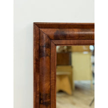 Load image into Gallery viewer, Vintage MCM Walnut Burlwood Tiger Oak Wall Mirror Antique Frame Hanging Mirror
