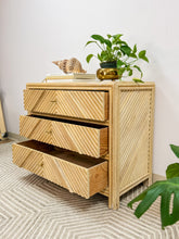 Load image into Gallery viewer, Vintage Rattan Pencil Reed Chest of Drawers