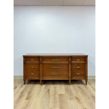 Load image into Gallery viewer, Vintage Dresser Drexel Transitional MCM Nine Drawer Lowboy Brass Handles