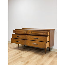 Load image into Gallery viewer, Vintage Dresser Broyhill Sculptra MCM Six Drawer Lowboy Bronze Walnut 1960s