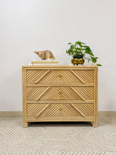 Load image into Gallery viewer, Vintage Rattan Pencil Reed Chest of Drawers