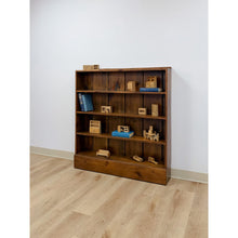 Load image into Gallery viewer, Vintage MCM Solid Walnut Four Shelf Bookcase Shallow Display MidCentury Shelving