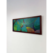 Load image into Gallery viewer, Framed Original Abstract Acrylic Painting Teal Green Still Life Art, Wood frame