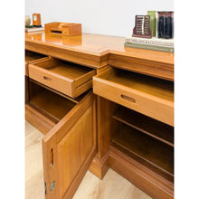 Load image into Gallery viewer, Antique Style Oak Office Credenza with Locking Doors and Finished Back