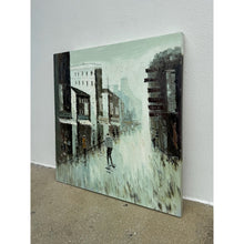 Load image into Gallery viewer, Rainy Cityscape Oil Painting Brutalist Impasto Figurative Street Scene