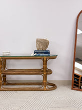 Load image into Gallery viewer, Vintage Curved Pencil Reed Console Table
