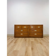 Load image into Gallery viewer, Vintage MCM Dixie Act 2 Campaign Style Dresser Brass Pulls Warm Wood Tone Lowboy