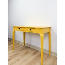 Load image into Gallery viewer, Contemporary Yellow Desk Black Knobs Finished Back Home Office Bold Statement