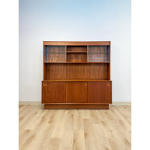 Load image into Gallery viewer, MCM Teak 2 Piece China Cabinet Sliding Doors Shelves Vintage Buffet Storage