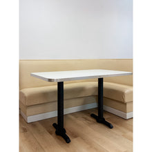 Load image into Gallery viewer, Vintage Retro Diner Banquette Booth Set Chrome Table Cream Vinyl L-Shape