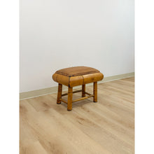 Load image into Gallery viewer, Vintage Bamboo Stool Woven Seat Coastal Boho Accent Low Footrest Ottoman