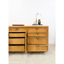 Load image into Gallery viewer, Broyhill Dresser with Burlwood Inlay 12-Drawer Vintage MCM Dresser Brass Handles