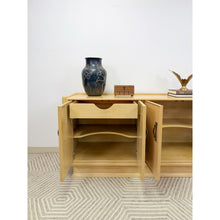 Load image into Gallery viewer, Vintage Regency Blonde Parquetry Buffet Server Credenza By United 60" Wide MCM