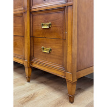 Load image into Gallery viewer, Vintage Dresser Drexel Transitional MCM Nine Drawer Lowboy Brass Handles